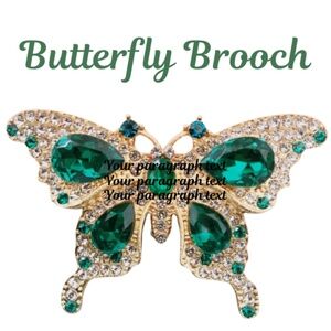 Butterfly Brooch - Vintage style with Emerald Green Gems Style and Rhinestones